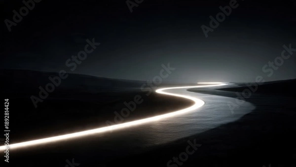 Obraz Illuminated path through dark landscape