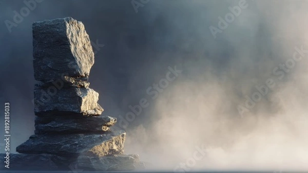 Obraz Zen Stones Stack in Misty Landscape