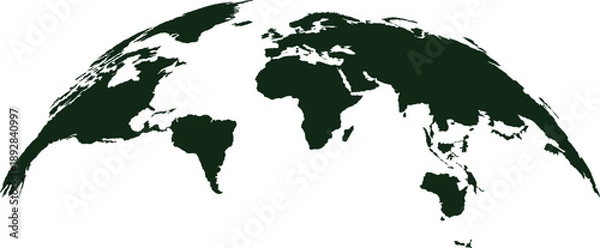 Obraz Curved World Map Silhouette - Global Perspective Vector Illustration