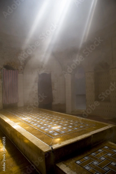 Fototapeta Foggy view of a syrian hammam in Aleppo, Syria