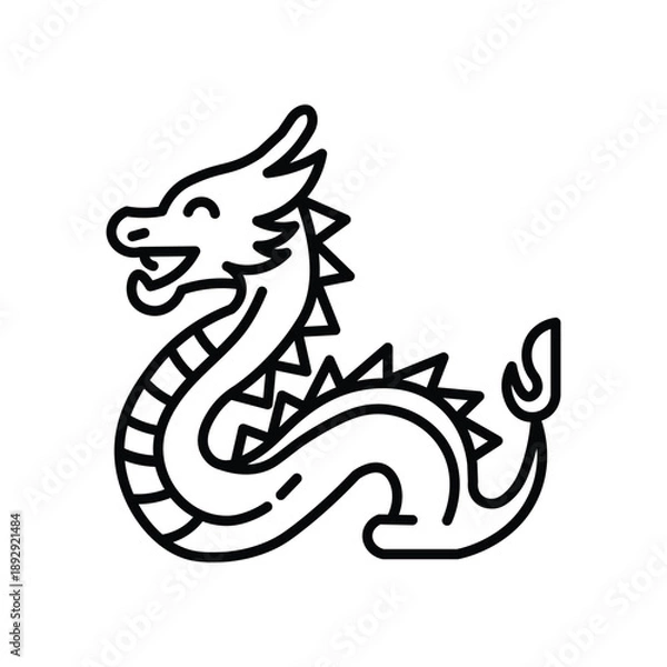 Obraz Smiling dragon in playful pose with sharp spikes