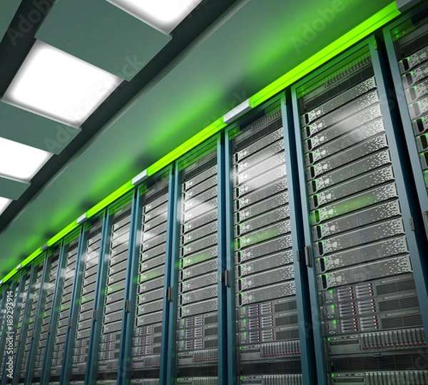Fototapeta Modern datacenter. Cloud computing. 3d rendering