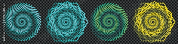 Obraz Colorful Dot Spiral Geometric Circular Digital Halftone Pattern Design Vector