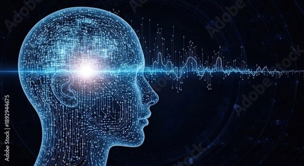 Obraz Digital mind exploring sound waves