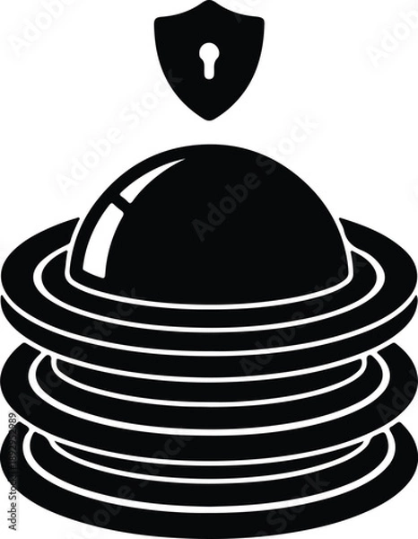 Obraz Silhouette data server database protection with shield keyhole security concept illustration vector