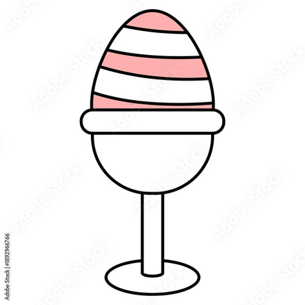 Obraz Simple Line Style Decorative Easter Egg in Egg Cup Illustration