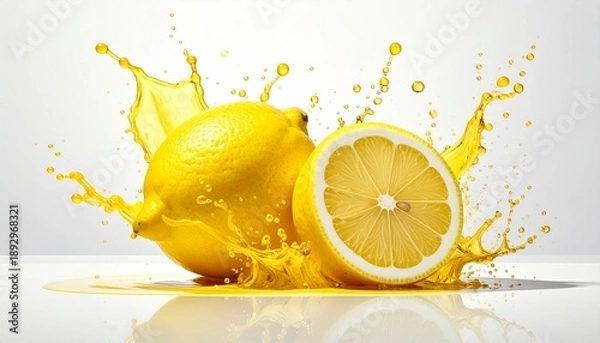 Obraz Vibrant Lemon Splash - A Refreshing Citrus Explosion.