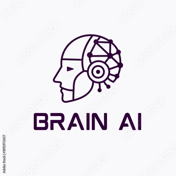 Obraz Brain AI on white background