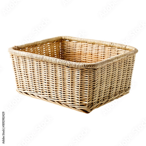 Fototapeta Handwoven Rattan Rectangular Storage Basket TRANSPARENT BACKGROUND