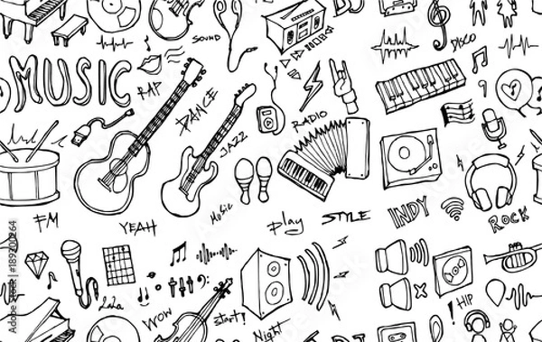 Fototapeta Vector Background Seamless pattern with hand drawn Sport doodle eps10