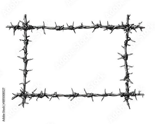 Obraz Barbed Wire Frame on transparent background