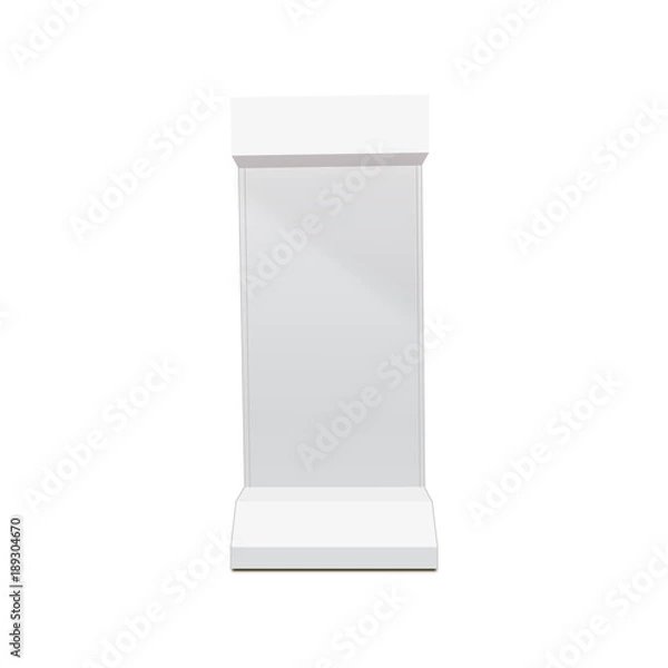 Fototapeta Retail Trade Stand stand banner on the white background. Mock Up Template. Front view and perspective view Vector illustration.