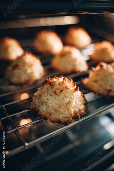 Obraz Crispy Baked Cookies on Wire Rack