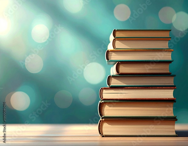 Obraz Stack of old books on table.