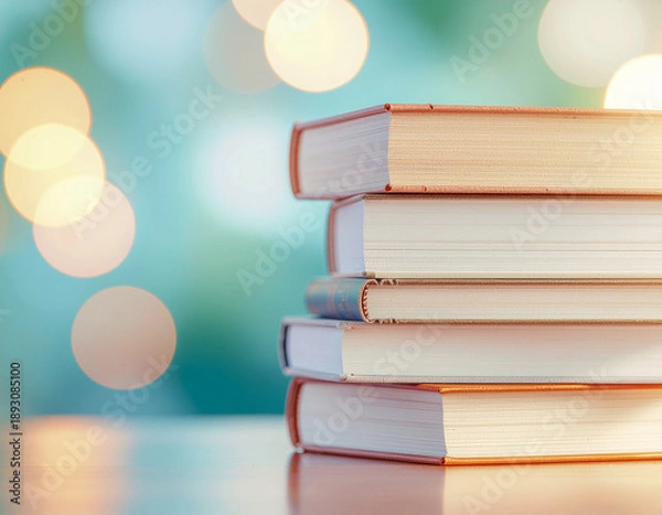 Obraz Stack of books on a table.