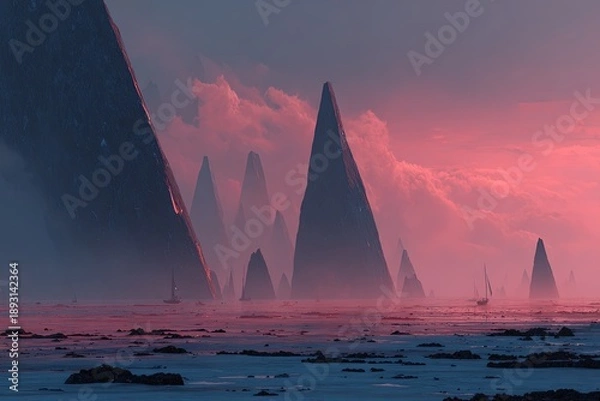 Obraz Pixelated Alien Landscape Sunset