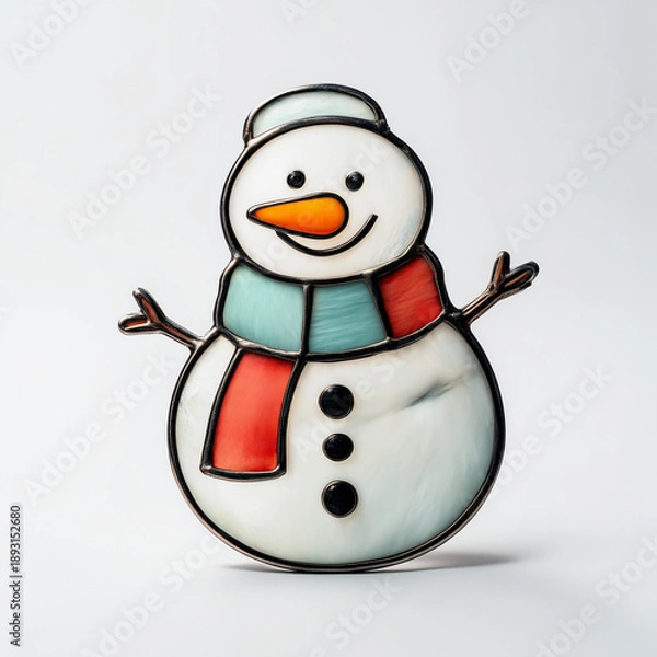Obraz 雪だるまステンドグラスチャーム