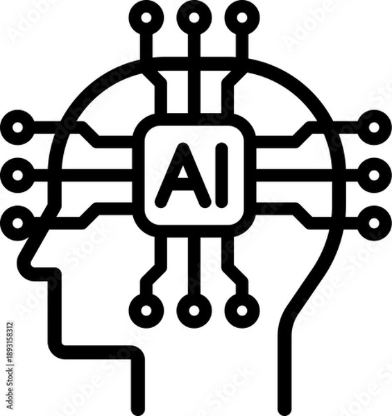 Fototapeta AI Singularity icon. Vector line icon