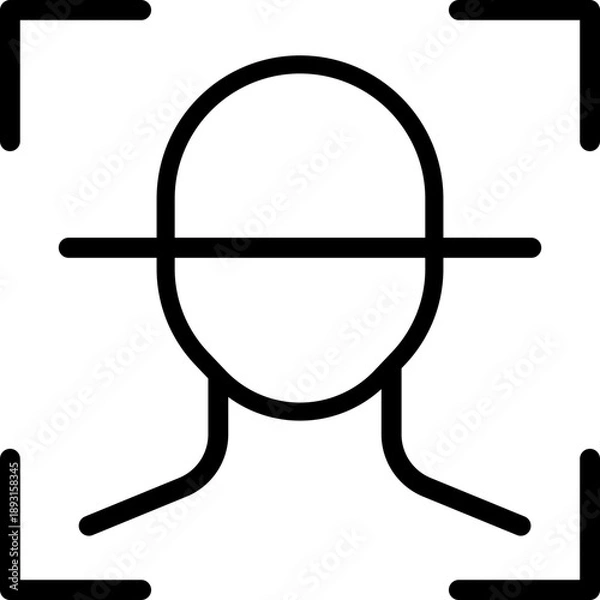 Fototapeta Face Recognition icon. Vector line icon