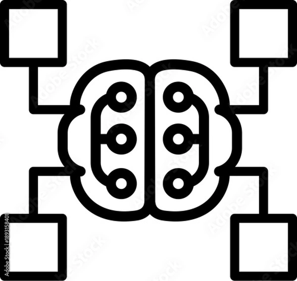 Fototapeta Machine Learning Model icon. Vector line icon