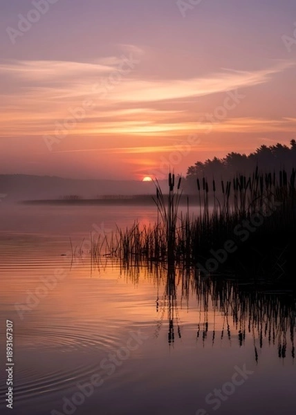 Obraz sunset over the river