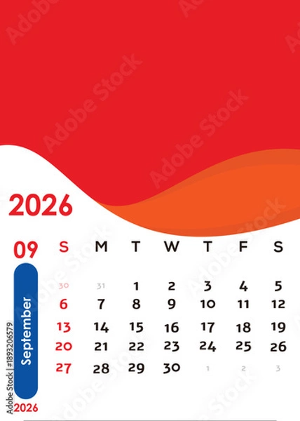Obraz  Calendar September 2026 design concept