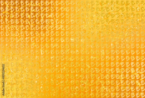 Obraz 「トルコ・リラ」版、世界通貨記号パターン入りの豪華な金色背景背素材