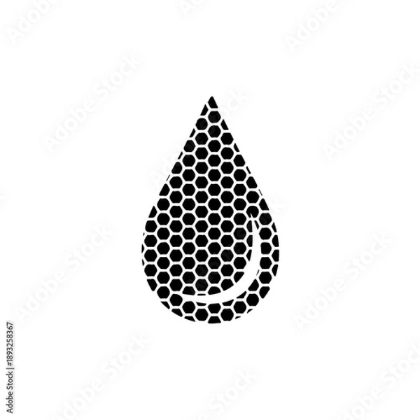 Fototapeta Black hexagonal honeycomb pattern in water drop shape vector