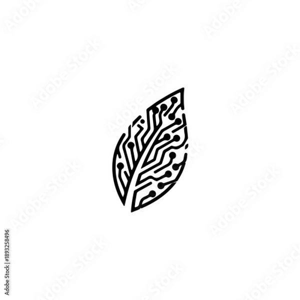 Fototapeta Abstract circuit board leaf vector illustration