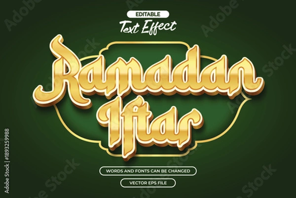 Obraz Ramadan iftar editable text effect with gold text style