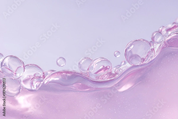 Obraz 紫の水面に浮かぶシャボン玉