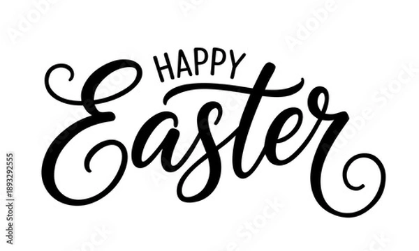 Obraz Happy Easter Holiday Text Calligraphy. Poster Design.