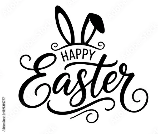 Obraz Happy Easter Holiday Text Calligraphy. Poster Design.