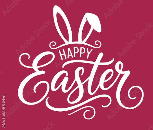 Obraz Happy Easter Holiday Text Calligraphy. Poster Design.