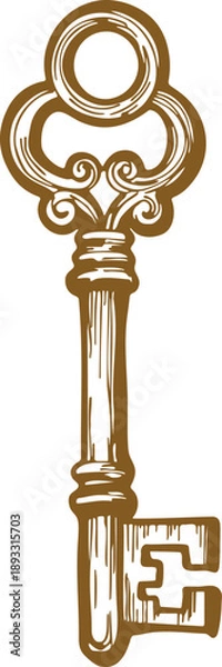 Obraz Ornate Skeleton Key Illustration