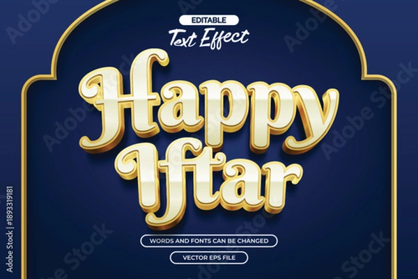 Obraz Happy iftar editable text effect with 3d gold text style