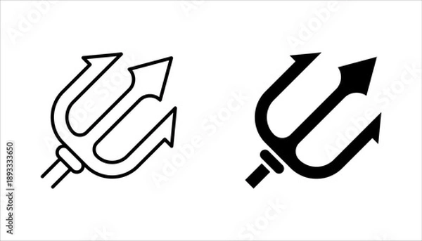Obraz Trident icon set, logo flat design, vector illustration on white background