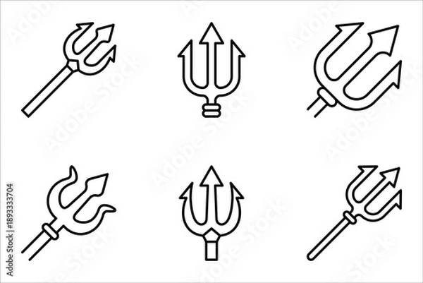Obraz Trident icon set, logo flat design, vector illustration on white background