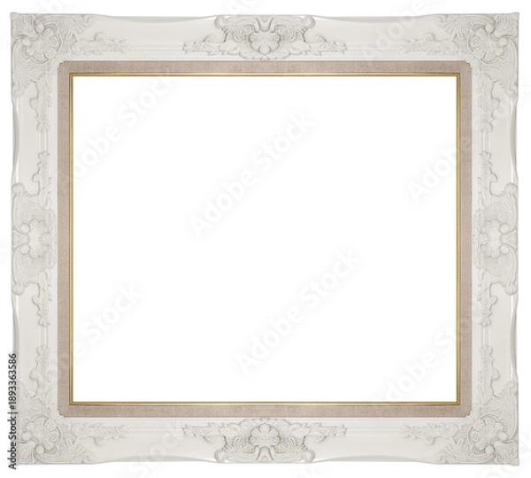 Obraz White picture frame with golden border
