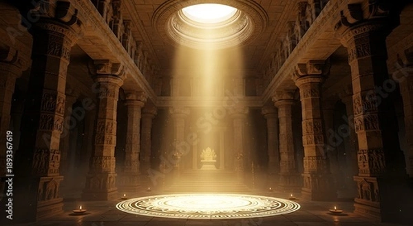 Obraz Divine Light in Ancient Stone Temple