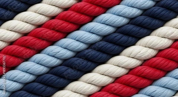 Obraz Red White and Blue Twisted Rope Pattern