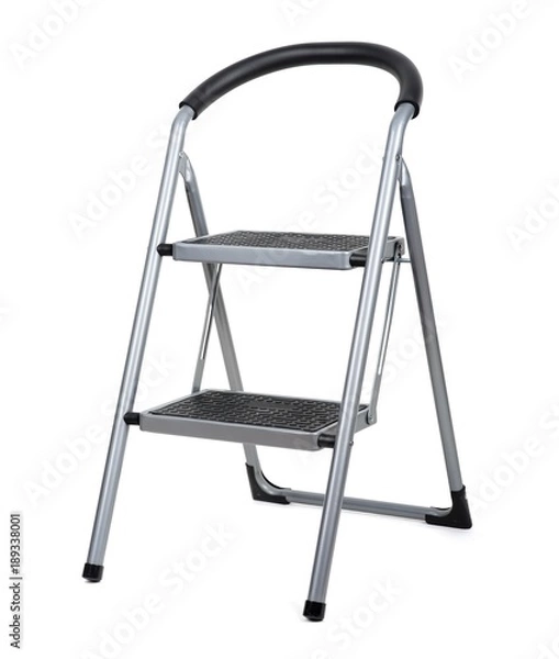 Obraz Two steps metal ladder isolated on white background.