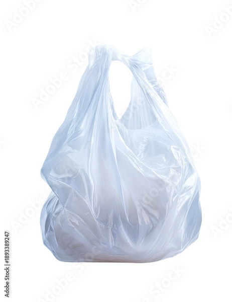Obraz Empty, translucent plastic bag,  folded,  with handle