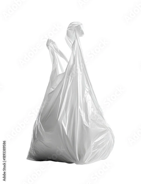 Obraz Empty white plastic grocery bag, draped