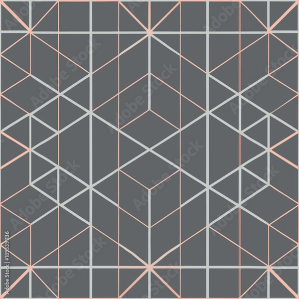 Obraz Geometric seamless vector pattern with grey and peach tones on grey background  