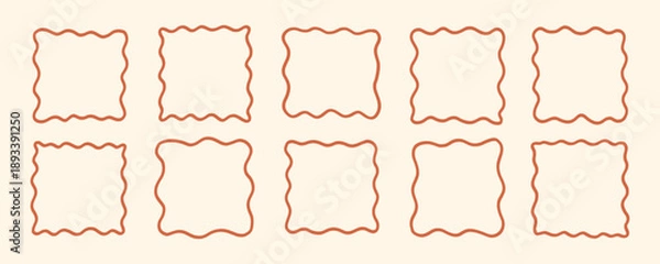 Fototapeta Wavy Scallop Square Line Frame Border