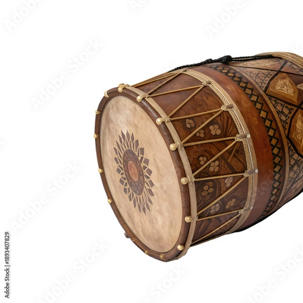 Obraz Decorative Dhol Drum with Intricate Patterns, Isolated