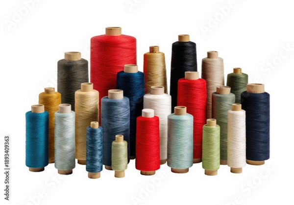 Obraz Assorted spools of thread in various colors