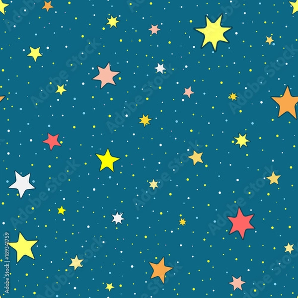Fototapeta Colorful seamless pattern with stars. Endless starry sky.