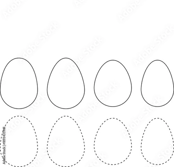 Obraz White Easter Egg Flat Vector Art Lineart Dotted Coloring Page